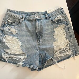 American Eagle Outfitters Women's Ripped Jean Shorts - Light Blue